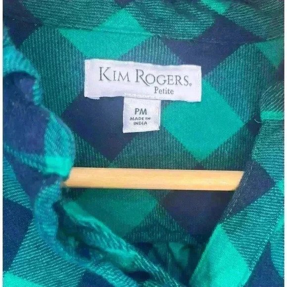 Ladies popover flannel with ruffle collar size petite medium - Picture 3 of 3